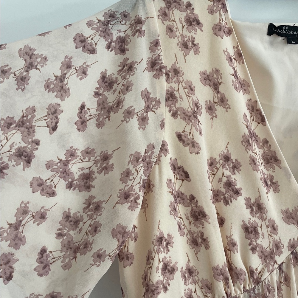 Elegant Floral Maxi Dress in Cream and Pink - Picture 3 of 3